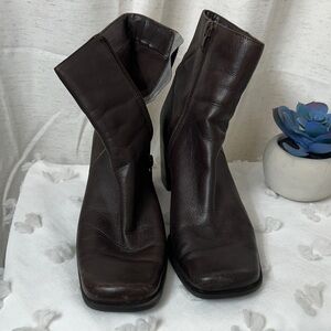 Elegant Dark Brown Leather Ankle Boots